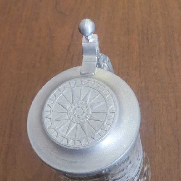 Glass Beer Stein Salem Ship Grand Turk 1786 ALWE W Germany Tankard Pewter Lid - Picture 6 of 14